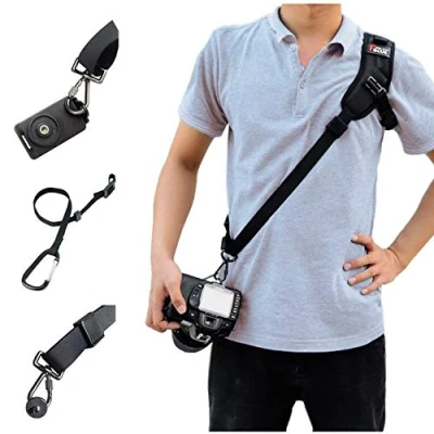 Abbildung von SUPRBIRD Kameragurt Schnellverschluss Neopren Schwarz Kamera Tragegurt Schultergurt Gurt für Canon Nikon Sony Fujifilm Olympus DSLR SLR (A)