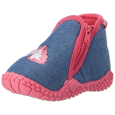 Abbildung von Playshoes Mädchen Hausschuh Einhorn, Jeansblau, 24/25 EU