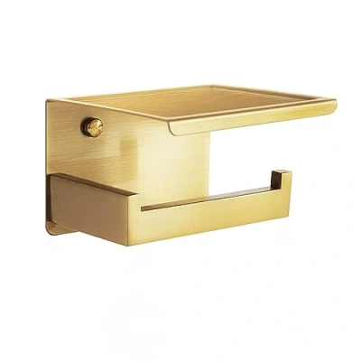 Abbildung von HITSLAM Toilettenpapierhalter Ohne Bohren, Selbstklebend Klopapierhalter mit Ablage, Edelstahl Klorollenhalter Wandmontage, Wc Papier Halterung Rollenhalter Kleber für Badzimmer Gold