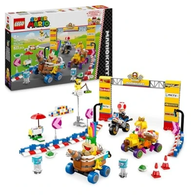 Abbildung von LEGO Super Mario: Mario Kart Baby Peach &amp; Grand Prix Set, Nintendo Figuren Toad, Lakitu, und Lemmy, Geschenk für Jungen, Mädchen Gamer ab 8 Jahren, Abenteuer Spielzeug 72036