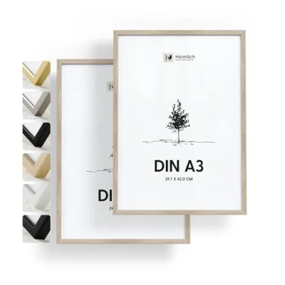 Abbildung von Heimlich® Bilderrahmen A3 29,7x42 cm, Eichenholz, 2er Pack Kleiner Posterrahmen Nur zur Wandmontage