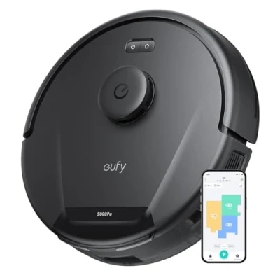 Abbildung von eufy L60 Saugroboter, Ultra Starke 5.000Pa Saugkraft, Staubsauger Roboter mit iPath Laser Navigation, für gründliche Bodenreinigung, App Steuerung, ideal Haare, Teppiche, Hartböden