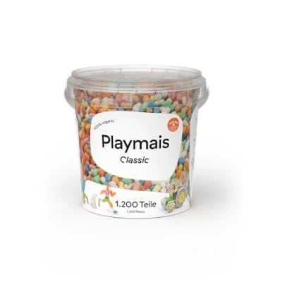 Abbildung von Playmais Classic 1200 Eimer Teile Bastelset natürliches Spielzeug inkl. Schwämmchen, Bastelmesser vegan, verantwortungsvoll &amp; sicher für Kinder Umwelt ab 3 Jahren
