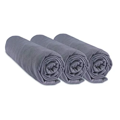 Abbildung von Set mit 3 Spannbetttüchern, 70 x 160 cm, Kinderbett, 100% Baumwolle, grau, dehnbar und atmungsaktiv, für gesunden Schlaf, Marke Easy Dort, Zertifiziert nach Öko Tex, Qualität