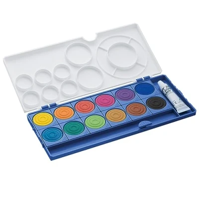 Abbildung von LAMY aquaplus Deckfarben 510 Brillianter Deckfarbkasten mit Farbkreis nach Johannes Itten in der Farbe Blau 12 Farben ideal im Schulunterricht