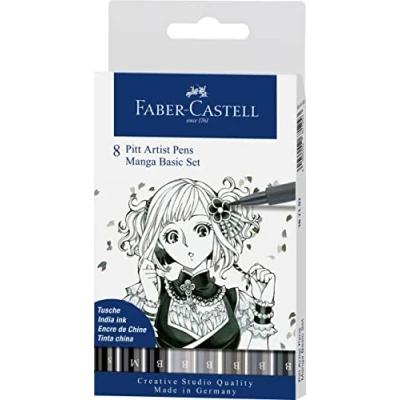 Abbildung von FABER CASTELL 167107 Tuschestifte Pitt Artist Pen Brush Manga Basic Set, 8 teilig, permanent
