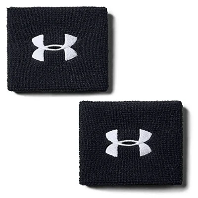 Abbildung von Under Armour Unisex UA Performance Wristband, 2er Pack schweißableitendes Fitnessband, flexibles Schweißband mit Logo