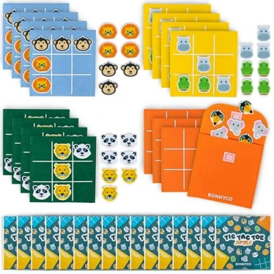 Abbildung von BONNYCO Tic Tac Toe Tiere Mitgebsel Kindergeburtstag Gastgeschenke 16 Stück Tik Tak Kleine Geschenke für Kinder Give Aways Set, Pinata Füllung Mini Spielzeug Schüler