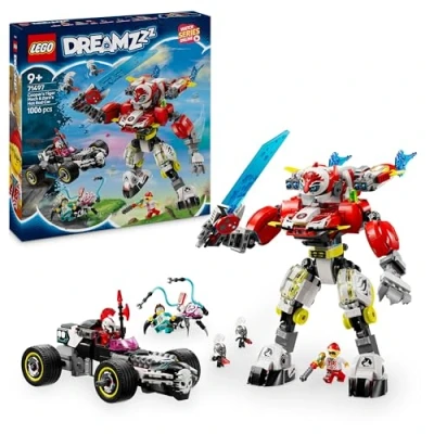 Abbildung von LEGO DREAMZzz Coopers Tiger Mech und Zero&#039;s Hot Rod Auto, Spielzeugauto für Kinder, Geschenk Jungen Mädchen ab 9 Jahren, 2 in 1 Spielset mit Minifiguren 71497