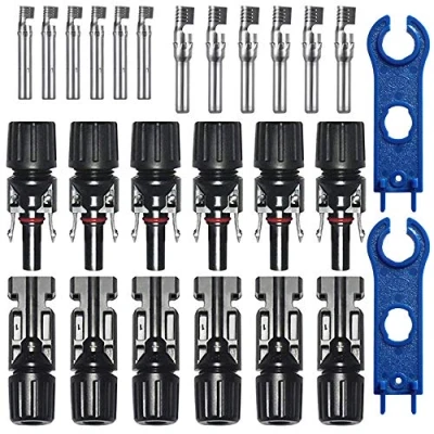 Abbildung von GTIWUNG 6 Paar Solarpanel Stecker, Männlich/Weiblich Kabelstecker, Solar Verbinder, Panel Kabel Anschlüsse Photovoltaik Steckverbinder, Schwarz