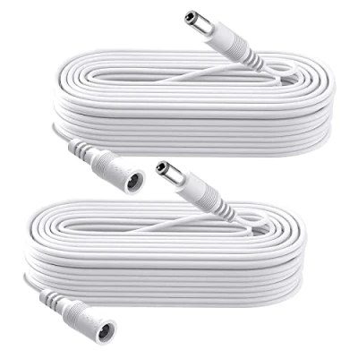 Abbildung von 2 Pack 10 m DC Power Verlängerungskabel, Stecker 5.5mm x 2.1mm, unterstützt 5V 6V 9V 12V 24V, für Sicherheitskameras, DVR, Router, Drucker, LED Strip, Weiß