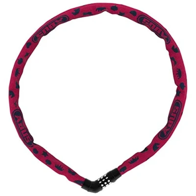 Abbildung von ABUS Kettenschloss Steel O Chain 4804C Symbols Zahlenschloss für Kinderfahrräder Sicherheitslevel 3 75 cm Pink
