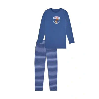 Abbildung von Schiesser Mädchen Schlafanzug Nachthemd mit Leggings Lang 100% Organic Bio Baumwolle Größe 92 Pyjamaset, Blau_181826, 140