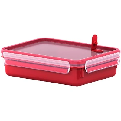 Abbildung von Emsa Mikrowellendose Clip &amp; Micro 517776 Mikrowellenventil 1,2 L Lunchbox Integrierte Maßeinteilung Made In Germany Rot/ Transparent