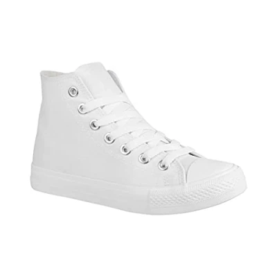 Abbildung von Elara Unisex Sneaker Sportschuhe High Top Turnschuh Chunkyrayan 014 Schuhe 3600 3601 AllWhite 37