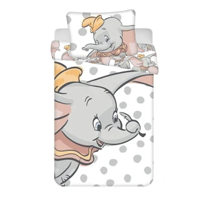 Abbildung von Dumbo Baby Bettwäsche Disney Set 2tlg. 100% Baumwolle Größe: 100x135 cm, 40x60 ÖkoTex Standard 100