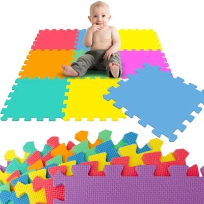 Abbildung von LittleTom 9 Teile Spielmatte Baby ab Null 30x30 Schaumstoff Puzzlematte Kinder Isomatte Spielteppich Outdoor Puzzle Teppich Matte Krabbelmatte Abwaschbar Bodenschutzmatte Kinderzimmer