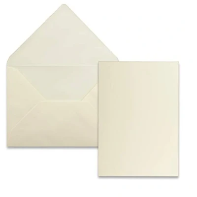 Abbildung von 25 Stück Karte mit Umschlag Set Einzel Karten Din A5 14,8 x 21 cm vanille Brief Umschlägen C5 15,4 22 Nassklebung
