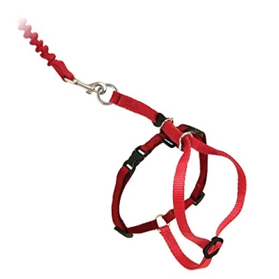 Abbildung von PetSafe Easy Walk Katzengeschirr, mit elastischer Bungee Leine, Für Spaziergänge Ihrer Katze, Größe L, Rot, CWMK L RED 19