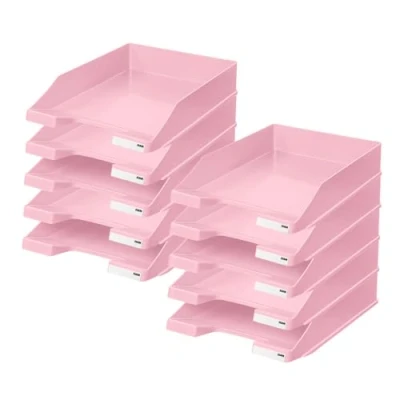 Abbildung von HAN Briefablage KLASSIK, 10 STÜCK Schreibtisch Organizer, Bürobedarf, Ablagefächer, Büromaterial, Briefkorb, Dokumentenablage, bis Format A4/C4, 1027 X 886, pastellrosa