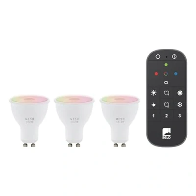 Abbildung von EGLO connect.z 3er Set Smart Home LED Leuchtmittel GU10, ZigBee, App und Sprachsteuerung Alexa, mit Fernbedienung, dimmbar, warmweiß kaltweiß, RGB, 4,5 Watt, Glühbirne opal weiß