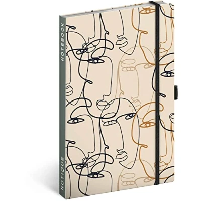 Abbildung von NOTIQUE Notizbuch Liniert mit Gummiband 13x21cm ca. A5, Hardcover Notebook, Notizblock, Notizheft, Journal, Tagebuch für Erwachsene, Damen (Gesicht)