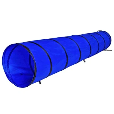 Abbildung von lionto Outdoor Tunnel robust für große &amp; kleine Hunde, 300x50 cm, Faltbarer Spieltunnel Kinder mit Heringen aus reißfestem Material, standhafter Agility praktischer Tragetasche, blau