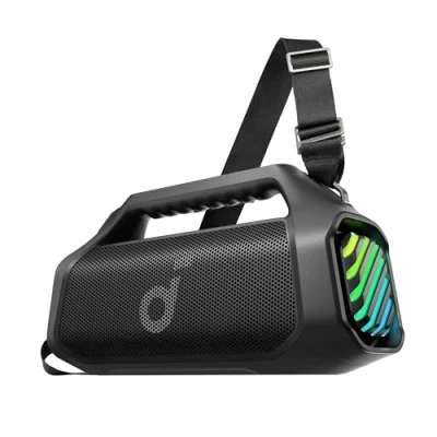 Abbildung von soundcore Boom 2 Pro Outdoor Lautsprecher, 140 W, 2+2 Kanäle, BassUp 2.0, 20 h, Schnellladung, IP68 Staub und wasserdicht, RGB Lichter, USB C, Powerbank, BT 5.3, tragbarer Bluetooth Lautsprecher