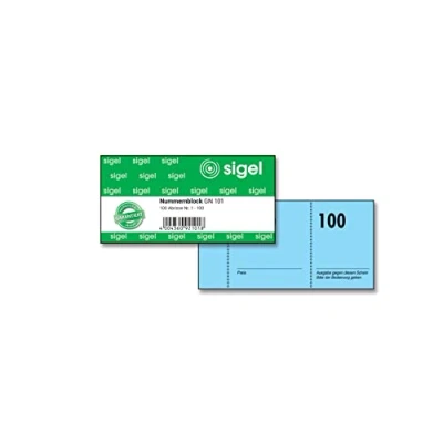 Abbildung von Sigel GN101 Nummernblock, 100 Bons (fortlaufend nummerierter Block von 1 bis 100, 10,5 x 5 cm), Block, aus nachhaltigem Papier