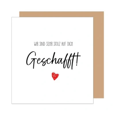 Abbildung von Edition Seidel Premium quadratische Glückwunschkarte zur bestandenen Prüfung mit Umschlag. Grußkarte Karte Spruch Abschluss Feier Abitur Studium Abi Matura Master Bachelor (PRQ106 SW025)