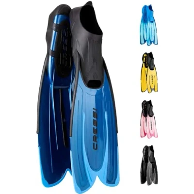 Abbildung von CRESSI Agua Fins Blue 45/46 Self Adjusting Flossen für Tauchen, Apnoe, Schnorcheln und Schwimmen, Blau,
