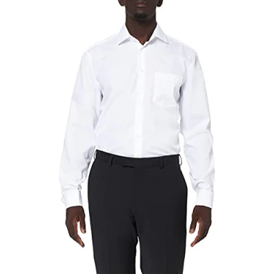 Abbildung von Seidensticker Herren Business Hemd Regular Fit Bügelfrei Kent Kragen Langarm 100% Baumwolle