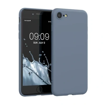 Abbildung von kwmobile Hülle kompatibel mit Apple iPhone SE (2022) / (2020) 8 7 Silikon Handy Case Handyhülle weiche Oberfläche kabelloses Laden Lavendelgrau