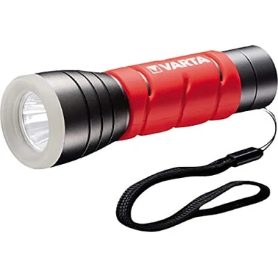 Abbildung von VARTA Taschenlampe LED inkl. 3x AAA Batterien, Outdoor Sports F10 Leuchte, Lampe mit zwei Leuchtmodi, Taschenleuchte gummiertem Griff, sehr robust, rot