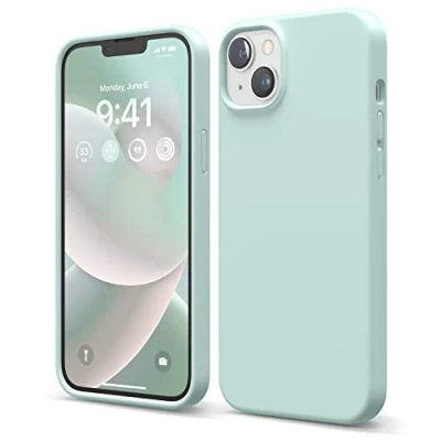 Abbildung von elago Schutzhülle für iPhone 14 Plus, Flüssigsilikon, Ganzkörper Schutzhülle, stoßfest, schlanke Handyhülle, kratzfestes, weiches Mikrofaserfutter, 6,7 Zoll (17 cm) (Mint)