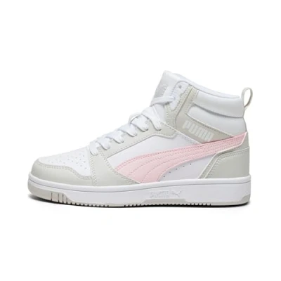 Abbildung von Puma Rebound V6 MID JR Sneaker high für Kinder, Größe: 39, White/frosty pink/sedate gray Schuhe
