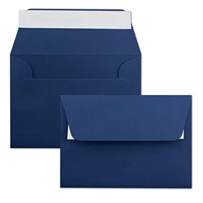 Abbildung von 50x Briefumschläge Nachtblau/Dunkel blau DIN C6 Format 11,4 x 16,2 cm Haftklebung Kuverts ohne Fenster Weihnachten, Grußkarten &amp; Einladungen Für A6 A4 Papier