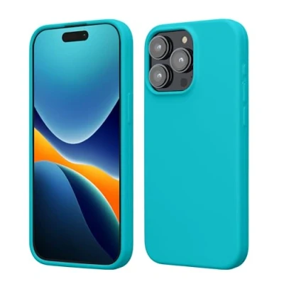 Abbildung von kwmobile Handyhülle für iPhone 15 Pro Max Hülle, Case Hülle Silikon kabelloses Laden Cool Glacier