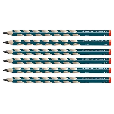 Abbildung von Ergonomischer Dreikant Bleistift für Rechtshänder STABILO EASYgraph in petrol 6er Pack Härtegrad HB