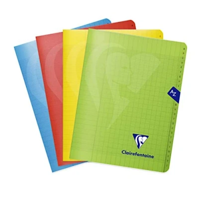 Abbildung von Clairefontaine 303748C Adressbuch / Vokabelheft Registerbuch A Z Mimesys, geheftet, 17x22 cm, 48 Blatt 90g, französische Lineatur, Einband aus PP, farbig sortiert, 1 Stück