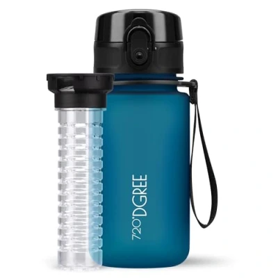 Abbildung von 720DGREE Kinder Trinkflasche 350ml “uberBottle“ softTouch +Früchtebehälter Auslaufsicher, BPA Frei Für Schule, Kindergarten, Mädchen &amp; Jungs ab 3 Jahre Kleine Wasserflasche, Leicht, Stoßfest