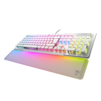 Abbildung von Turtle Beach Vulcan II Max Optisch mechanische PC Tastatur, anpassbare RGB Beleuchtung, Handballenauflage, lineare Titan Schalter, Aluminiumplatte Schwarz