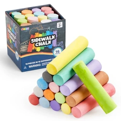 Abbildung von JOYIN straßenmalkreide für Kinder Abwaschbare Farben Set Ungiftige Jumbo Kreide Waschbare for Outdoor Art Play, Painting on Malkreid Tafel, Großpackung,16 Stück