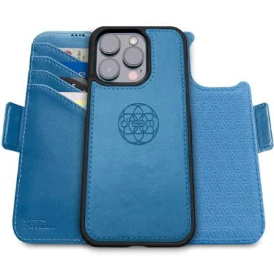 Abbildung von Dreem Fibonacci kompatibel mit iPhone 16 Pro Brieftaschen Etui / 2 in 1 stoßfestes und abnehmbares Folio aus veganem Leder, MagSafe, RFID Schutz [Schiefer]