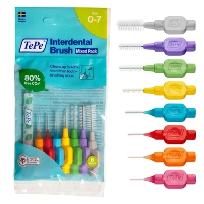 Abbildung von TePe Interdentalbürste Gemischt ISO Größe 0 7 (0,4 1,3 mm) / Für eine einfache und gründliche Reinigung der Zahnzwischenräume 1 x 8 Interdentalbürsten