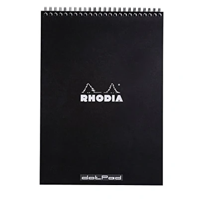Abbildung von Rhodia 185039C Note Pad mit Doppelspirale, DIN A4, Dot Grid, 80 g, 21 x 29.7 cm, Blatt, schwarz
