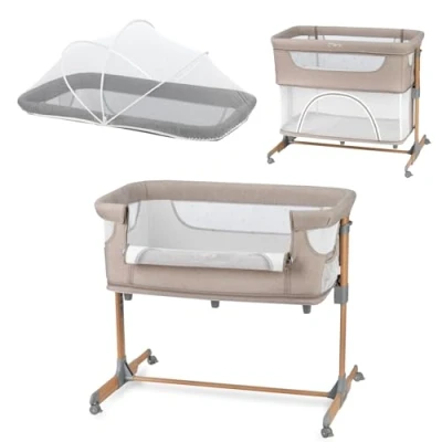 Abbildung von Momi SMART Bed 4 in 1 Kinderbeistellbetten bis 15 kg, Beistellbett für Babys mit Matratze, Höhenverstellbar