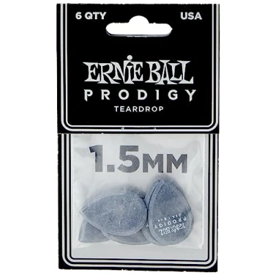 Abbildung von Ernie Ball 1,5 mm Teardrop Prodigy Plektren, 6er Pack, Schwarz