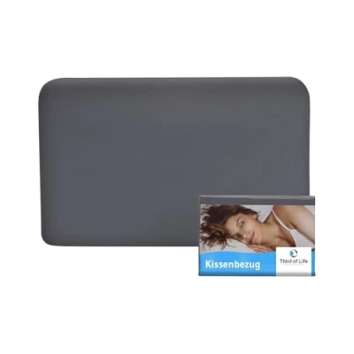Abbildung von Kissenbezug 40x25 Dunkelgrau Einzelpack, Perfekt für VOLAR Reisekissen, Mako Baumwolle (Double Jersey), Bügelfrei &amp; trocknergeeignet, Kissenhülle mit Reißverschluss, Oeko Tex Zertifiziert
