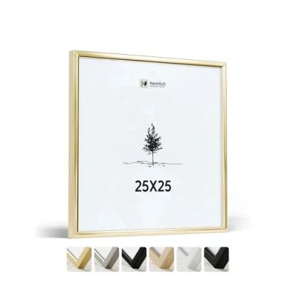 Abbildung von Heimlich® 1x Bilderrahmen 25x25 cm Gold Metall Rahmen 1 Pack Dokumentenrahmen Groß Collage Metallrahmen Alu Poster Aluminium Picture Frame Quadratischer